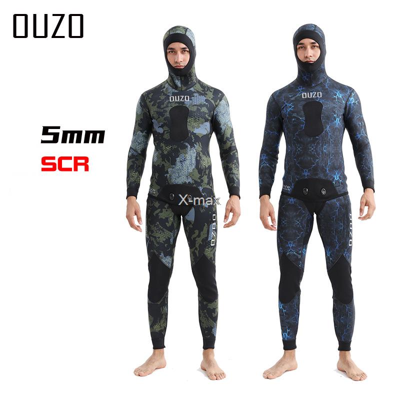 Scuba Diving Wetsuit 5Mm Neoprene - 2 Pieces Neoprene Wetsuit 5mm Camouflage